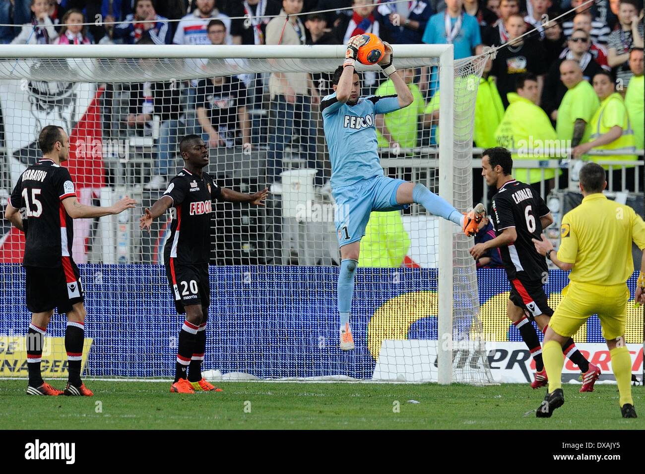 Lyon, France. 16th Mar, 2014. French League 1 football. Lyon versus Monaco. Danijel Subasic (monaco) © Action Plus Sports/Alamy Live News Stock Photo