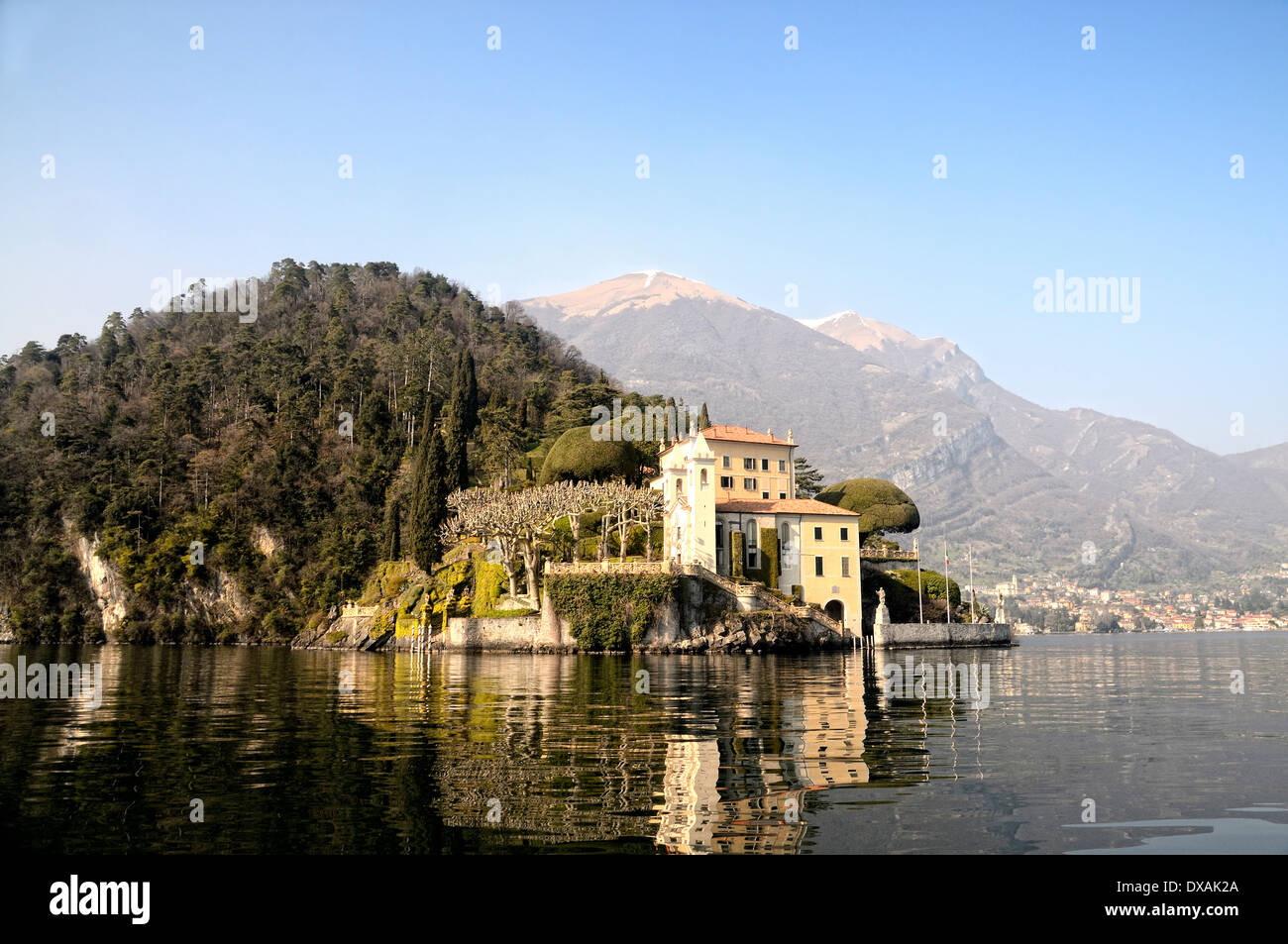 Villa del Balbianello taken from a boat on Lake Como the Villa is beautiful and recognizable from Star Wars and Casino Royale Stock Photo