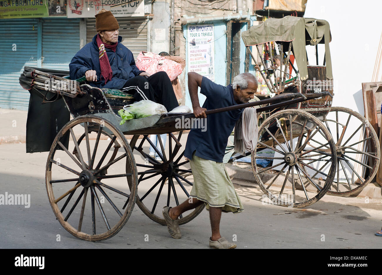 Kolkata hand pulled rickshaw ,India Stock Photo 67847764 Alamy