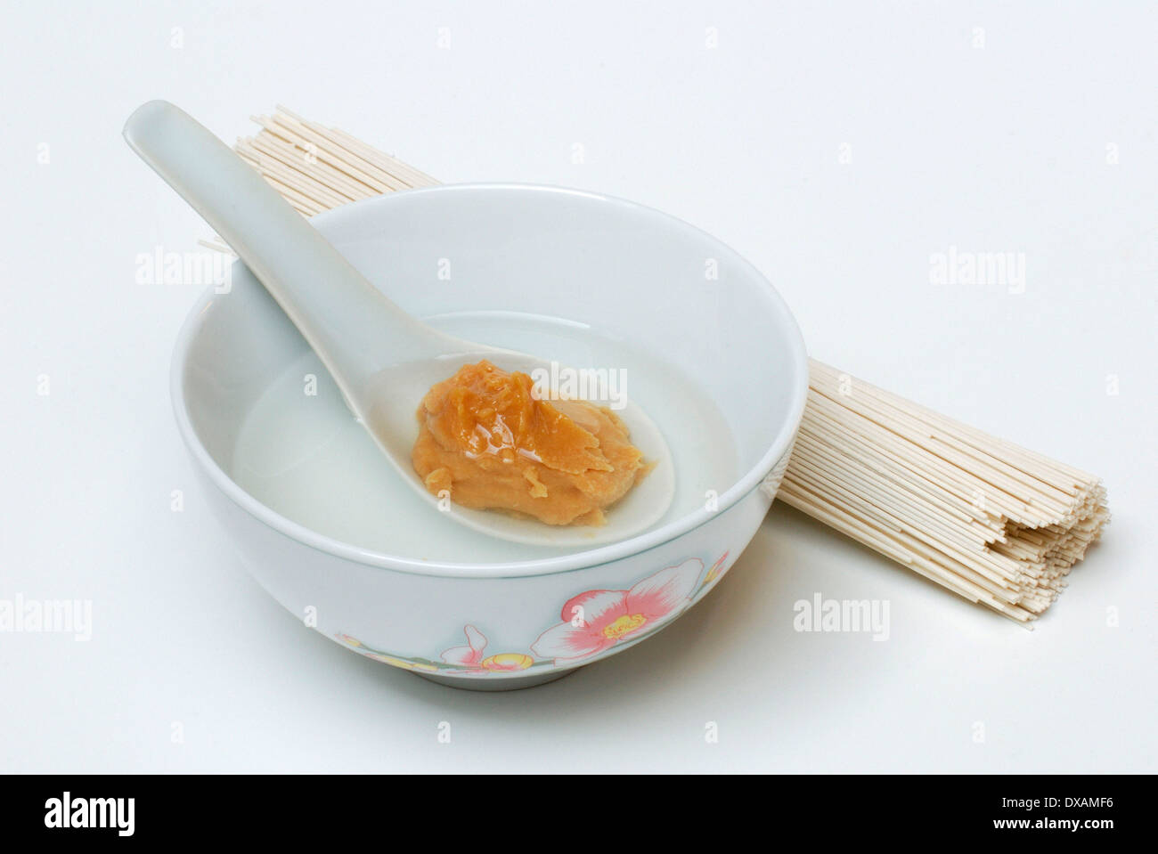 Noodles and Miso paste Stock Photo
