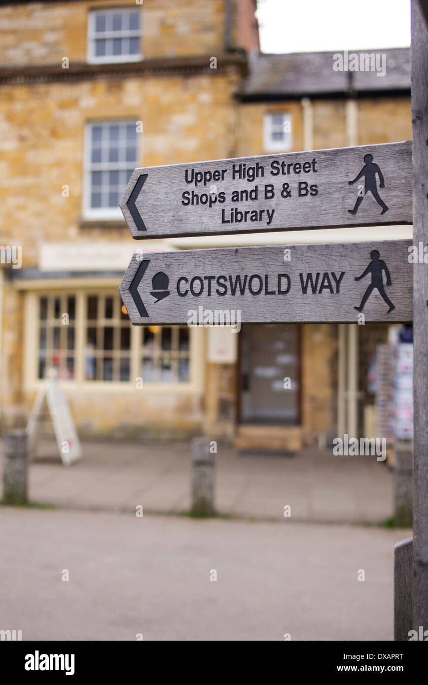 Cotswold Way sign post, Broadway, Cotswolds, Worcestershire, England