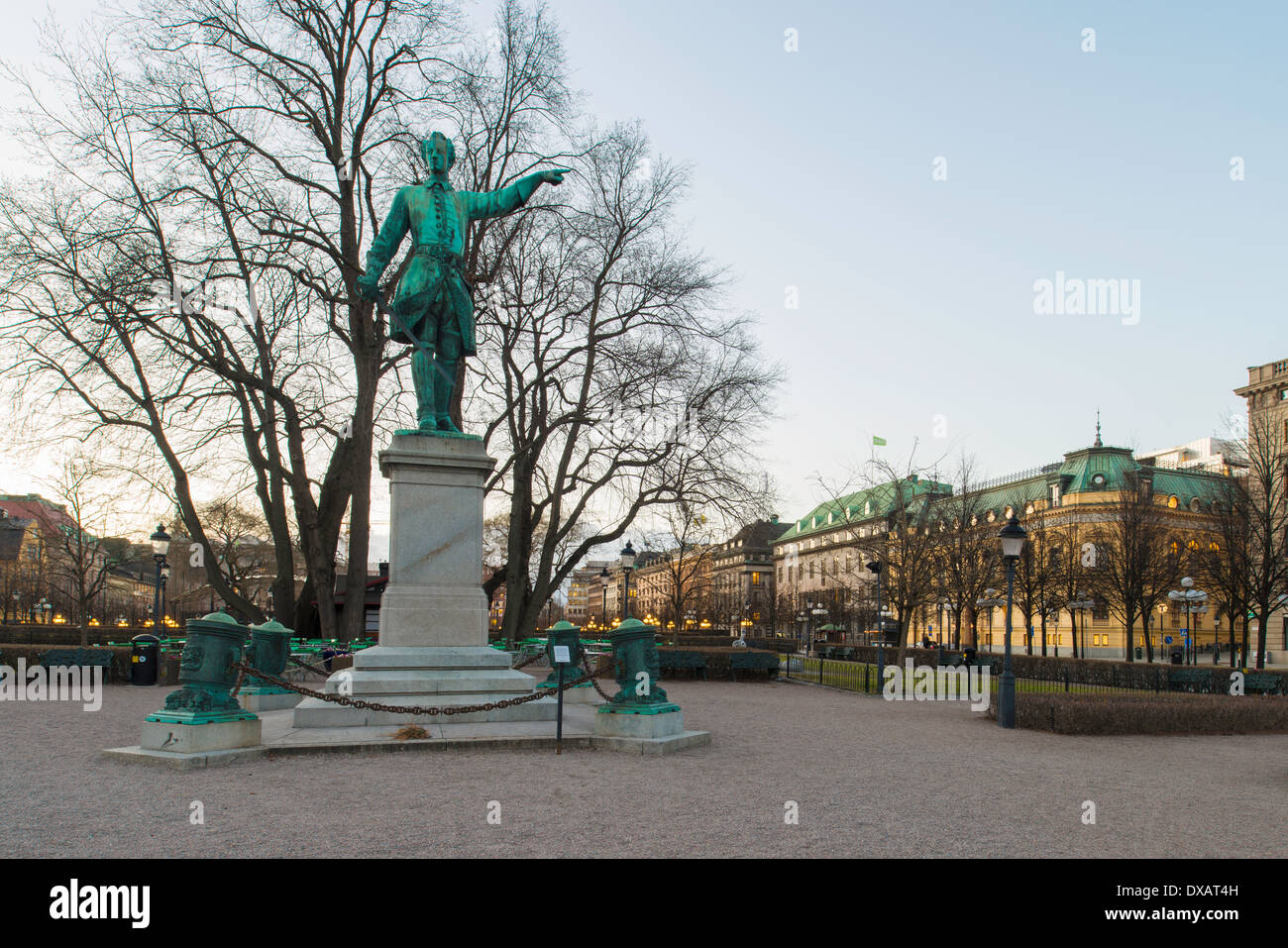 Statue of Charles XII (1868) in Karl XII Torg, Kungsträdgården ('King's Garden'), a park in central Stockholm, Sweden. Stock Photo