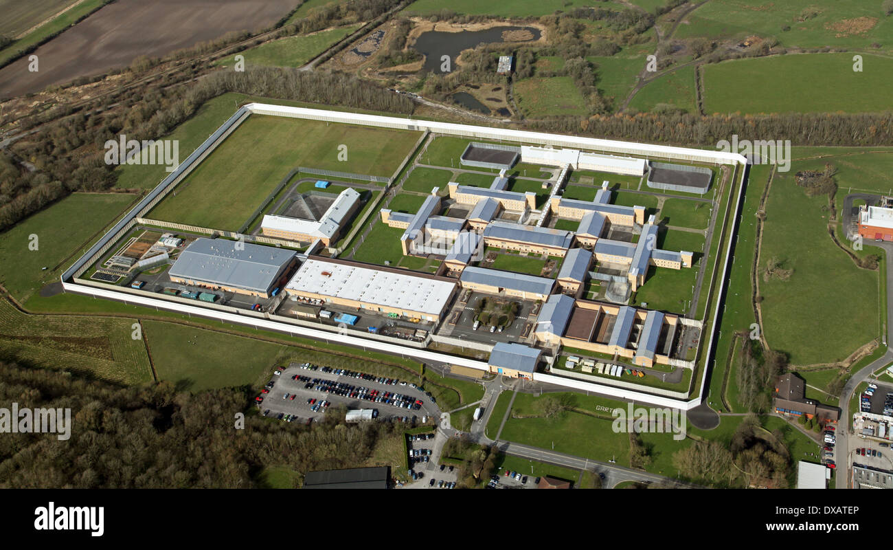 aerial view of HM Prison - Garth Prison, at Ulnes near Leyland in Lancashire Stock Photo