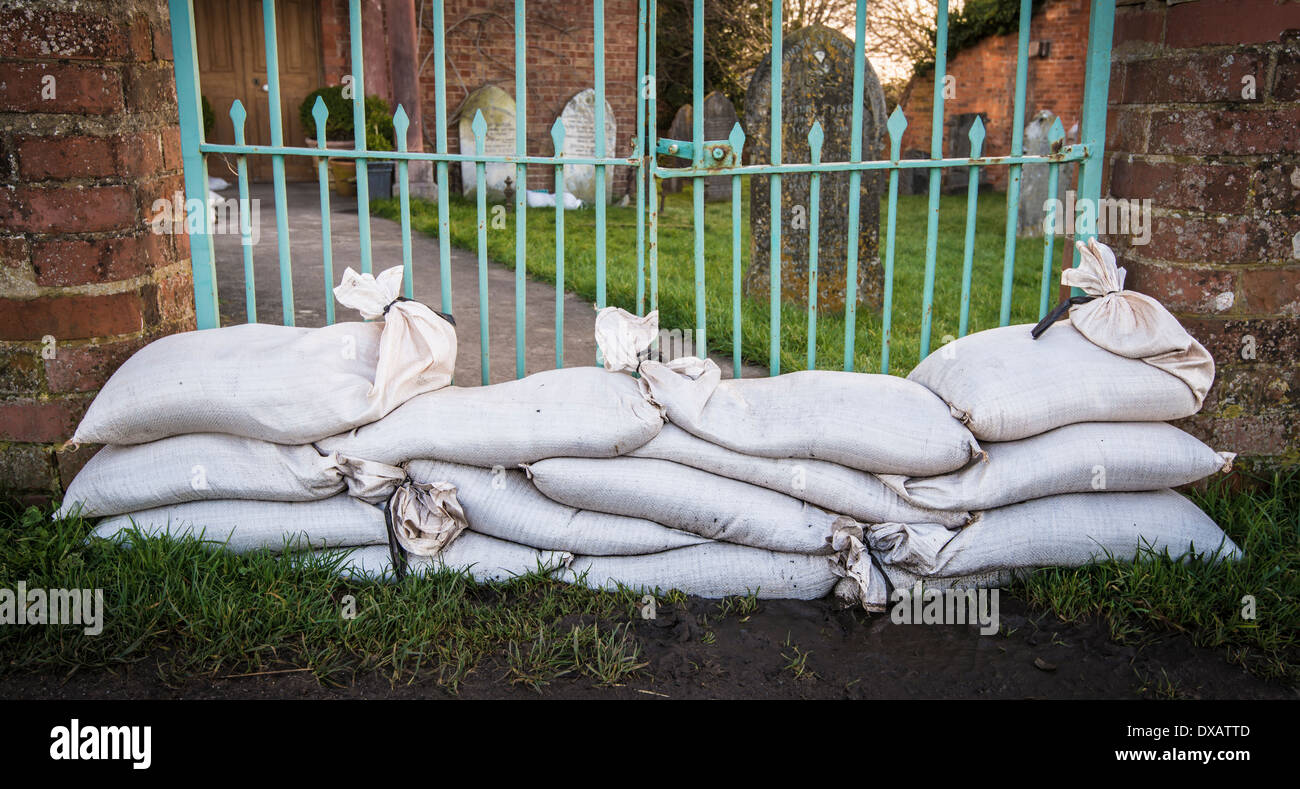 Sandbags, used for flood defence Stock Photo