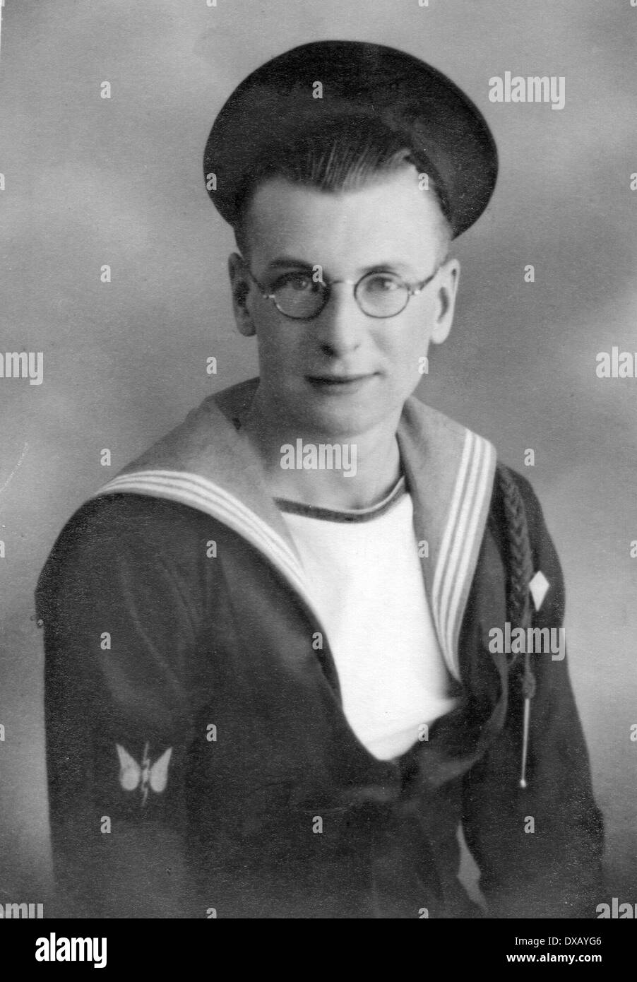 Royal Navy world war two. A Free French sailor in royal navy uniform Stock Photo