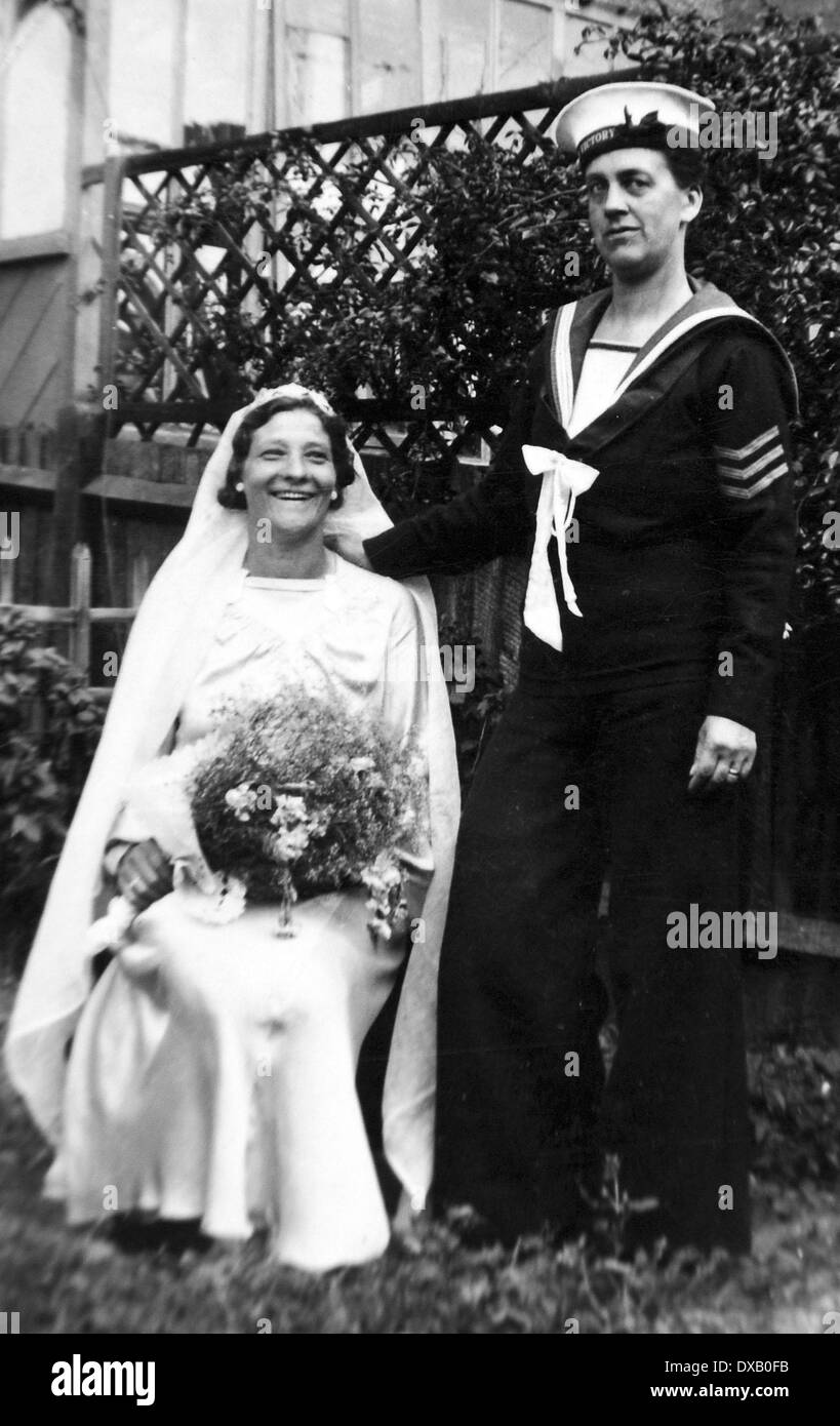 Royal Navy seaman in dress uniform on his wedding day Stock Photo