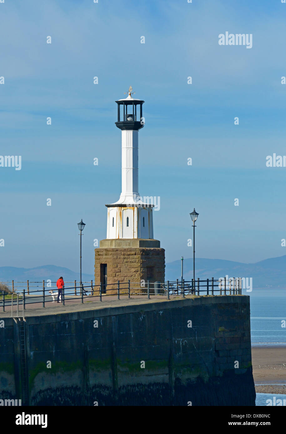 The Harbour and Lighthouse. Maryport, Cumbria, England, United Kingdom, Europe. Stock Photo