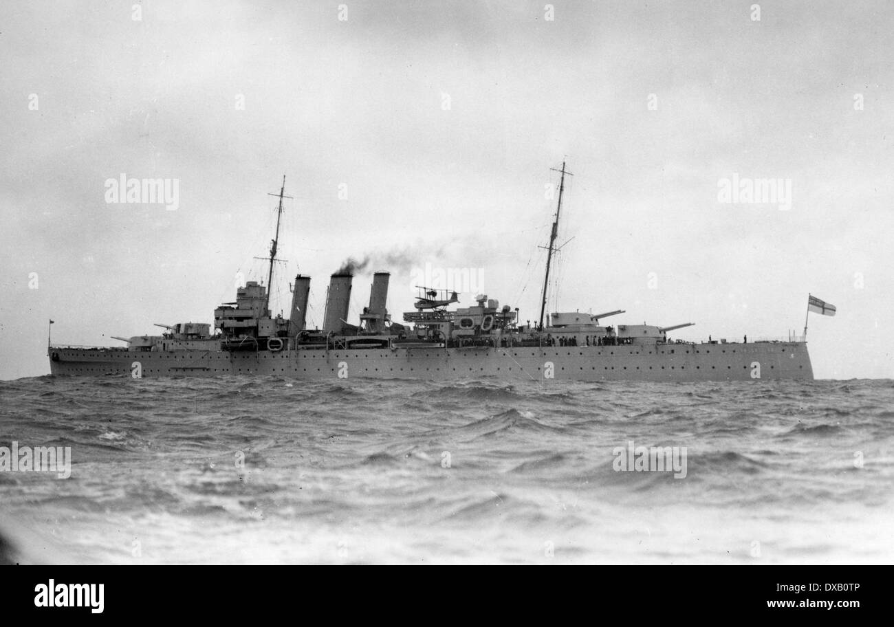 Royal Navy warship HMS Suffolk WW11 Stock Photo