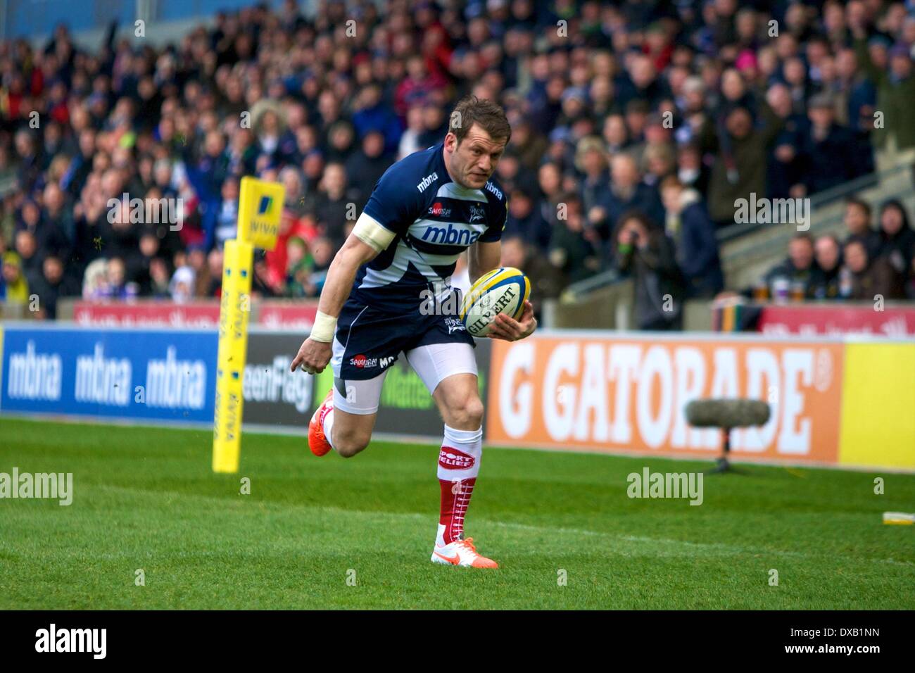Salford, UK. 22nd Mar, 2014. Sale Sharks wing Mark Cueto during the Aviva Premiership Rugby game between Sale Sharks and Northampton Saints from the AJ Bell Stadium. Credit:  Action Plus Sports/Alamy Live News Stock Photo