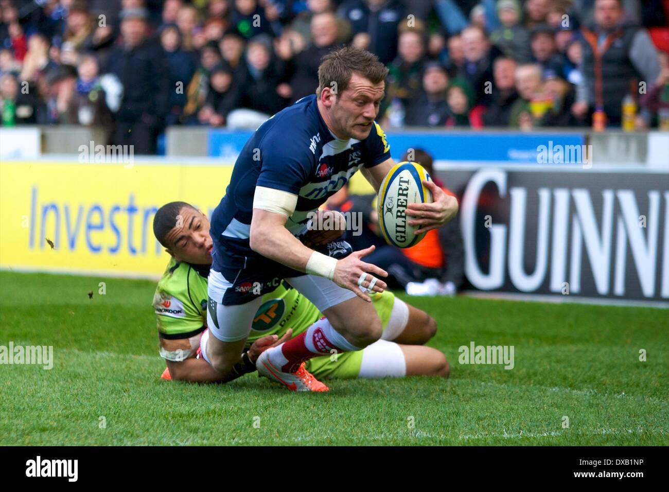 Salford, UK. 22nd Mar, 2014. Sale Sharks wing Mark Cueto during the Aviva Premiership Rugby game between Sale Sharks and Northampton Saints from the AJ Bell Stadium. Credit:  Action Plus Sports/Alamy Live News Stock Photo