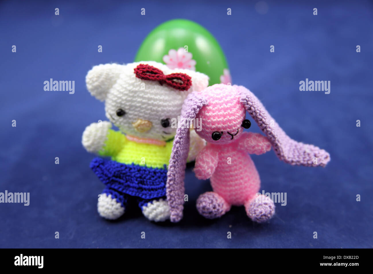 TINY ANIMALS,KNITTED,TWO INCHES HIGH Stock Photo