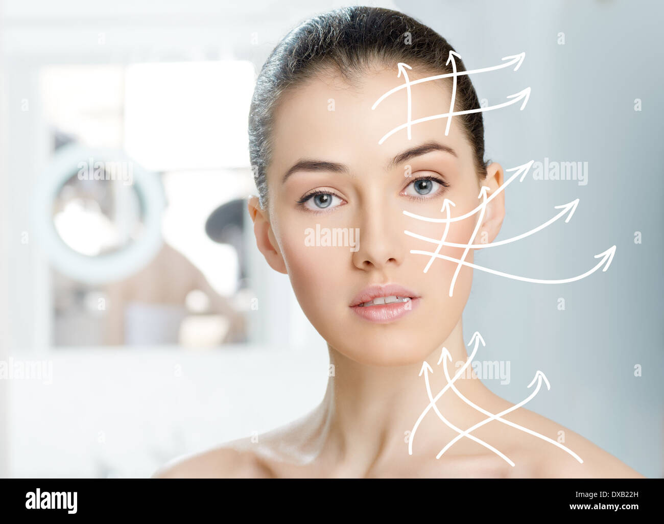 beauty woman on the bathroom background Stock Photo