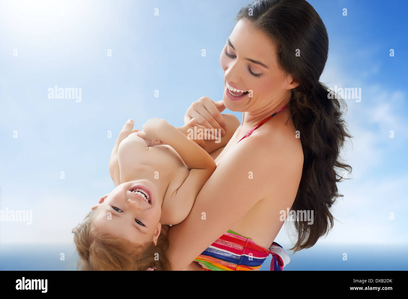 happy mother holding her child Stock Photo