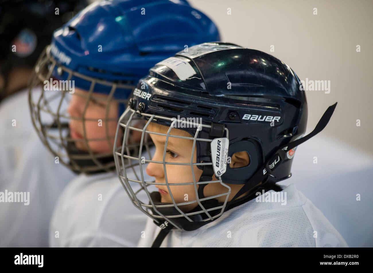 Child ice hockey players Stock Photo