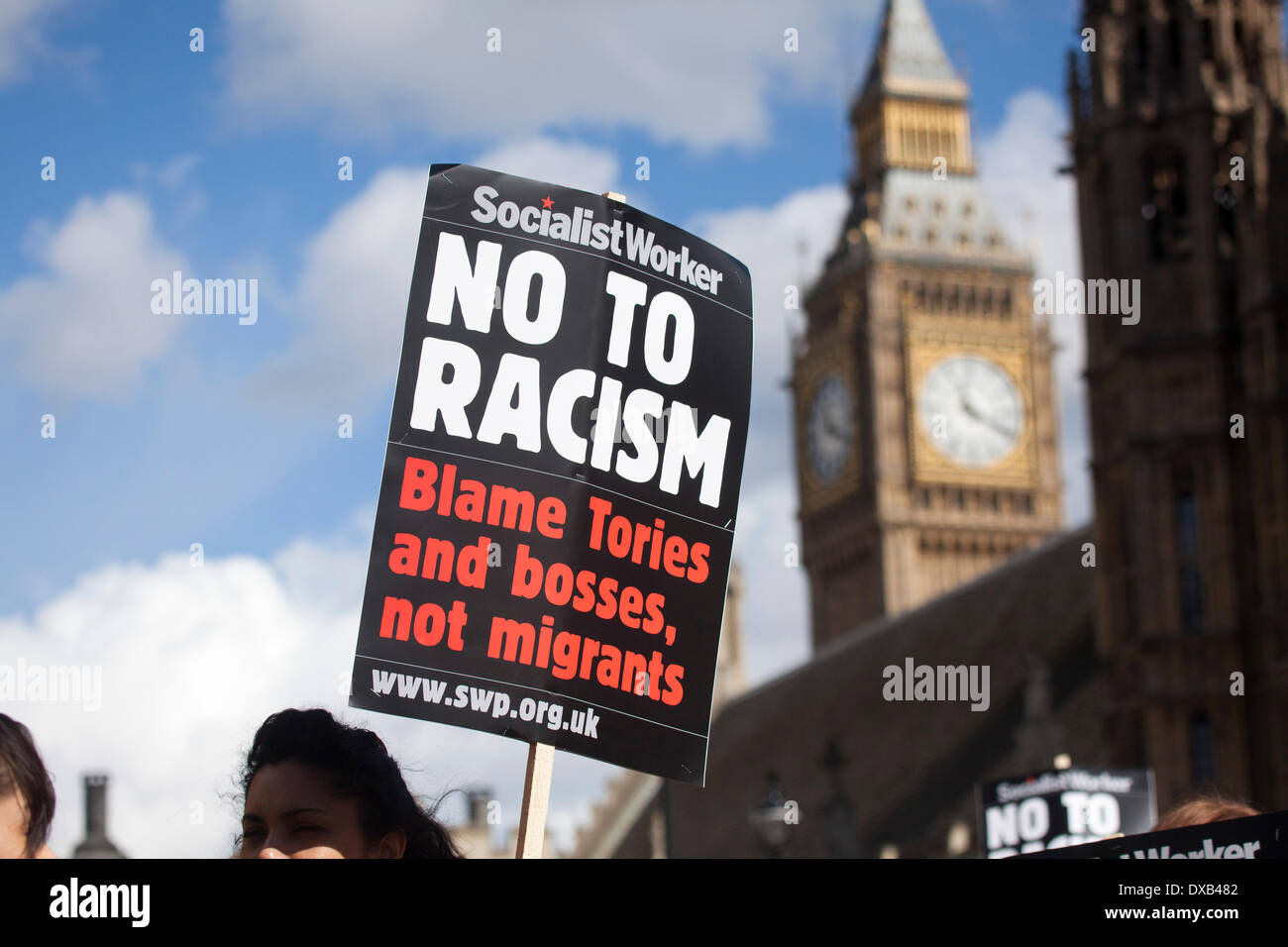 London, UK. 22nd March 2014. An antiracist March from Parliament to Trafalgar Square in protest against racism in London. Credit:  Sebastian Remme/Alamy Live News Stock Photo