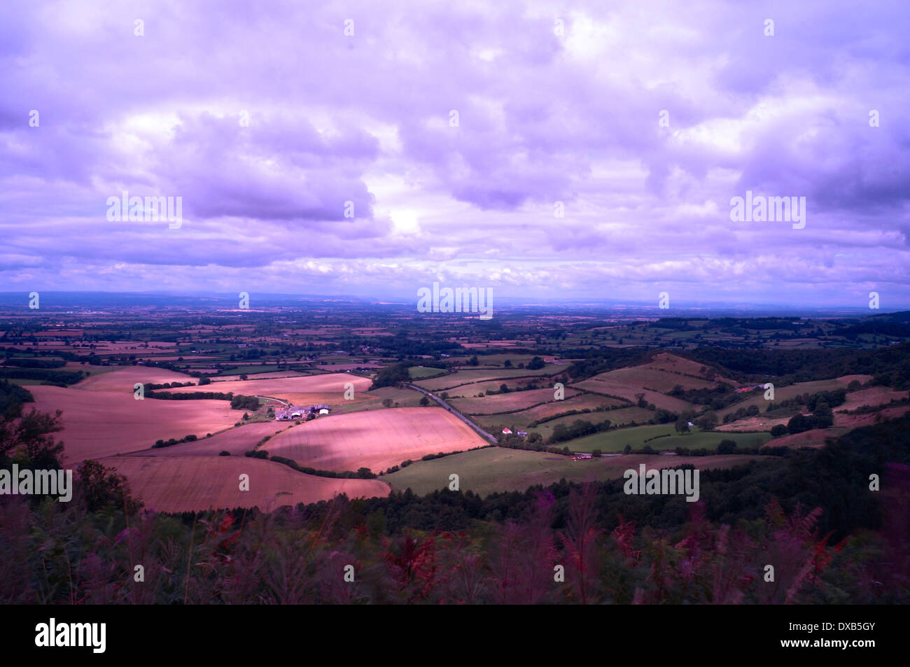 Cloudy landscape over the fields of yorkshire Stock Photo