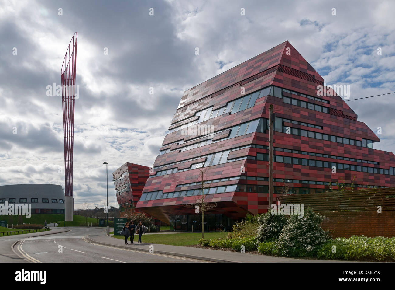 The Yang Fujia building (Make Architects) and the Aspire Tower sculpture, Jubilee Campus, Nottingham University, England, UK. Stock Photo