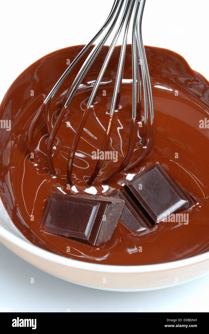 Melted dark chocolate Stock Photo