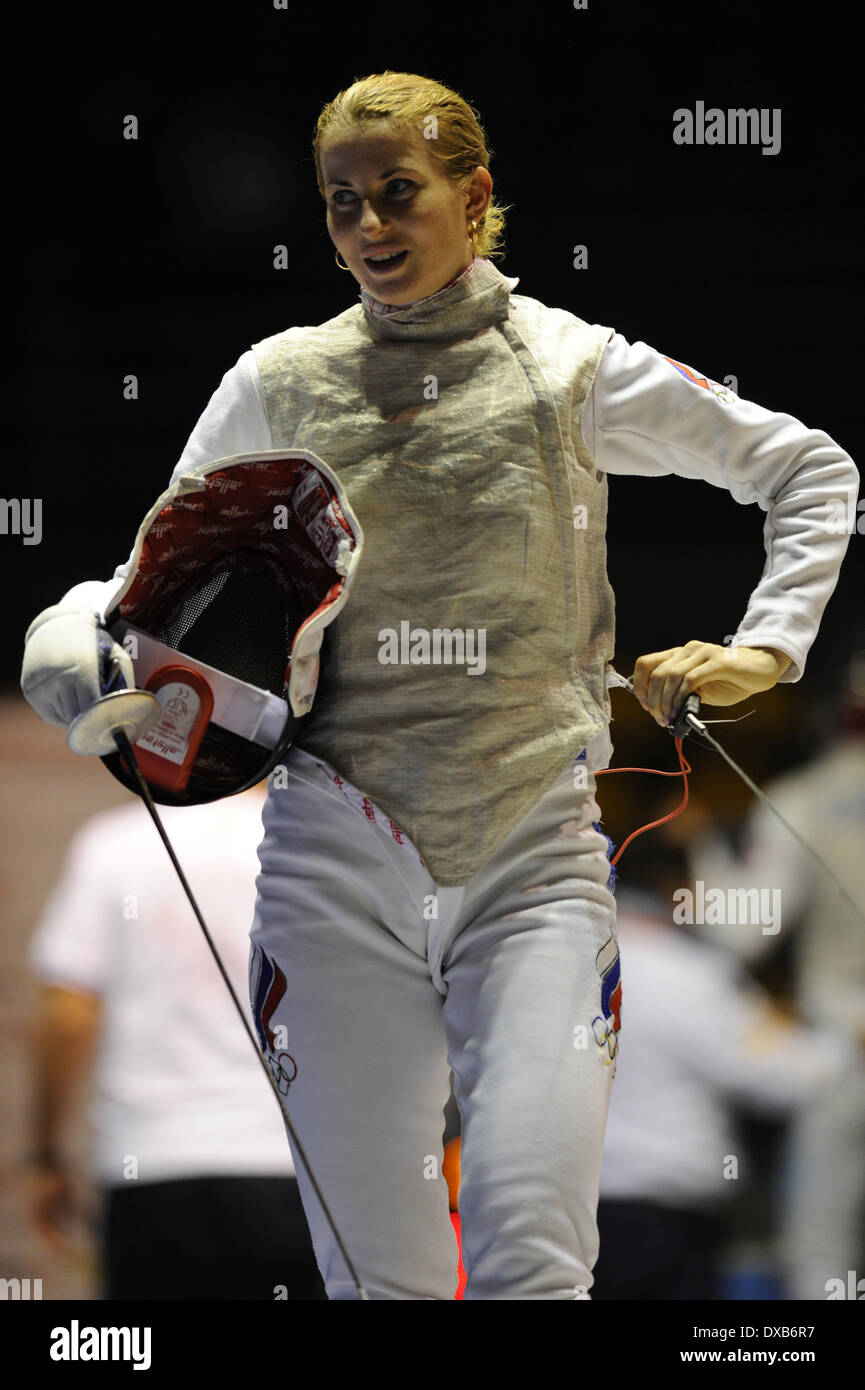 Turin, Italy. 22nd Mar, 2014. Inna Deriglazova from Russia wins the