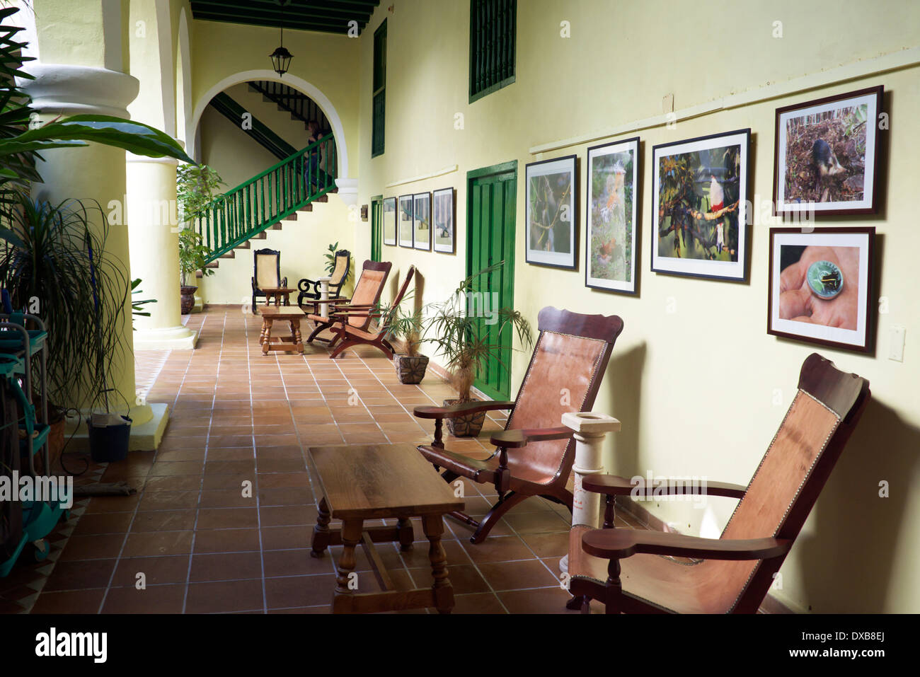 Courtyard Hostal Conde de Villanueva Old Havana Cuba Stock Photo