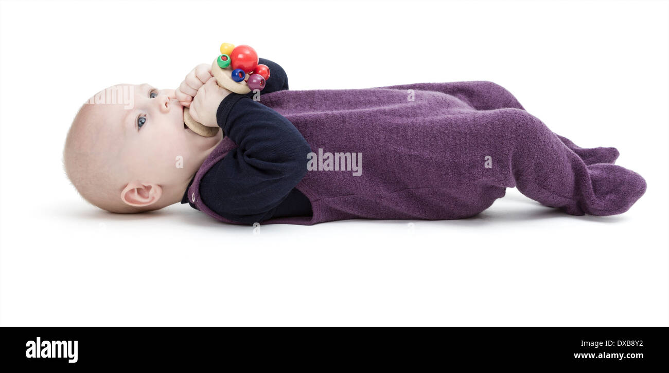 young child isolated on white background looking to camera Stock Photo