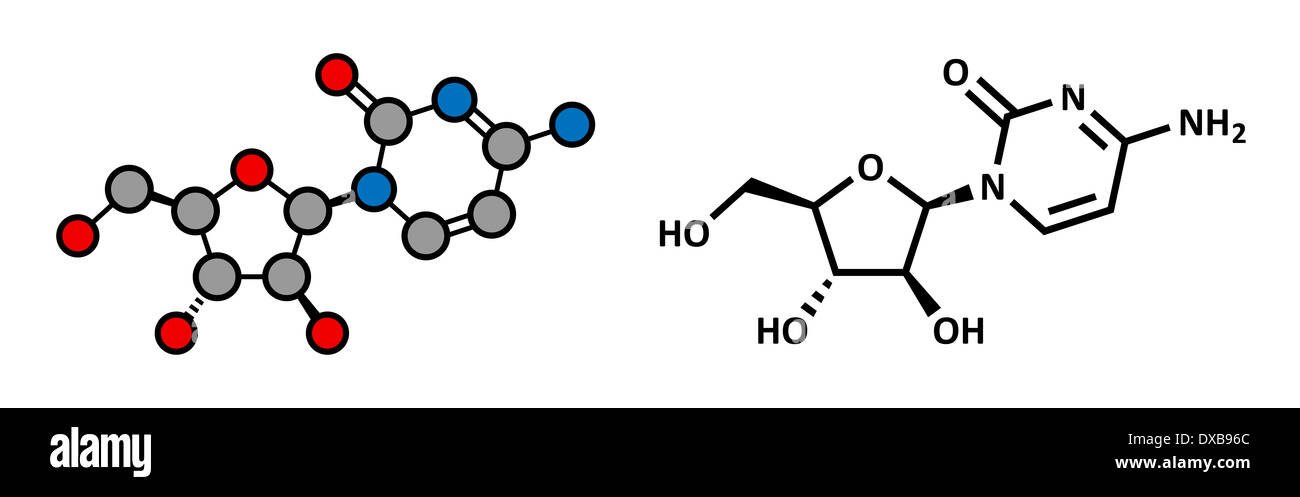 Cytarabine (cytosine arabinoside, Ara-C) chemotherapy drug molecule. Used  in treatment of acute myeloid leukemia (AML), etc Stock Photo - Alamy