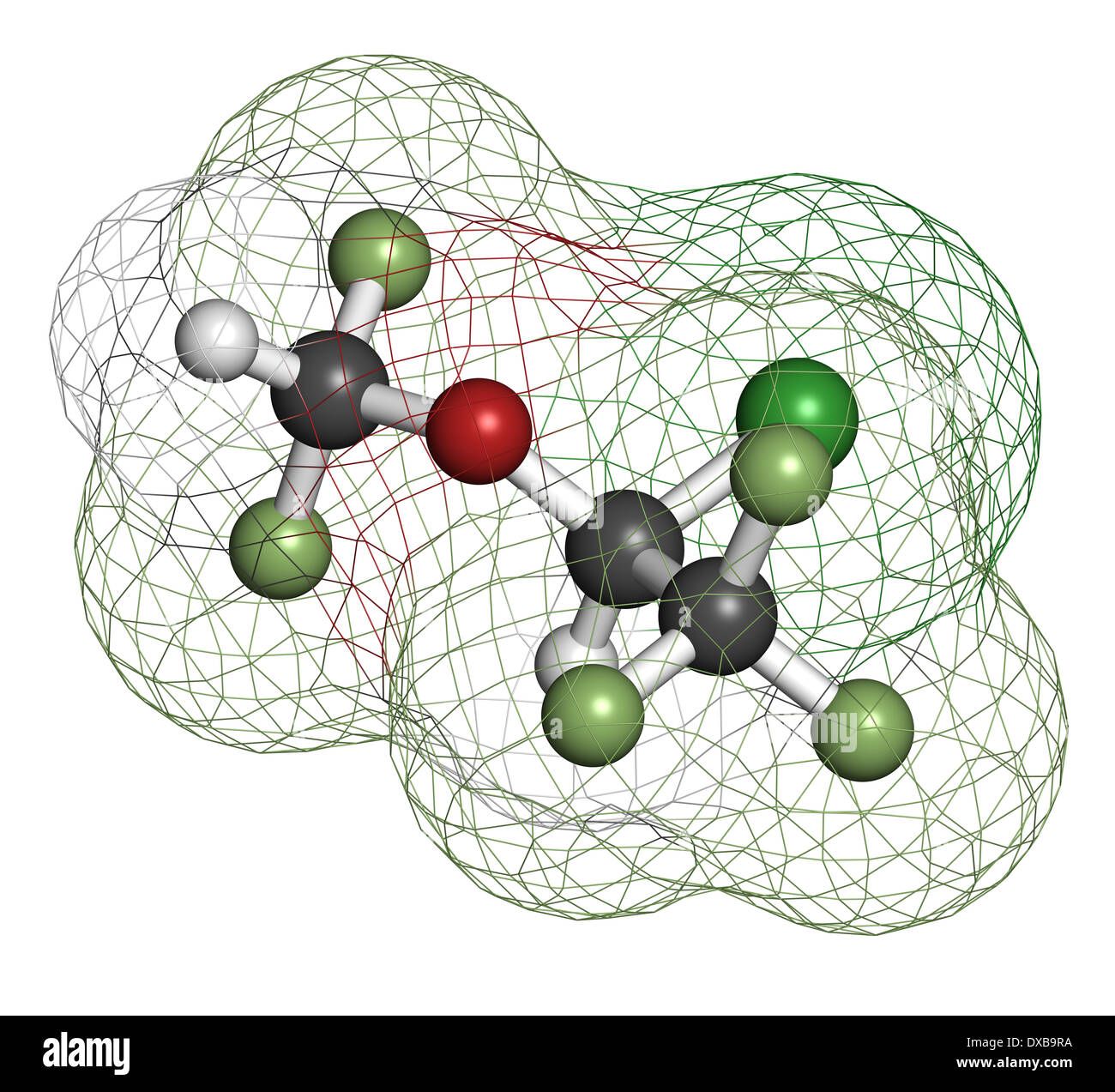Isoflurane anesthetic drug molecule. Used for inhalational anesthesia