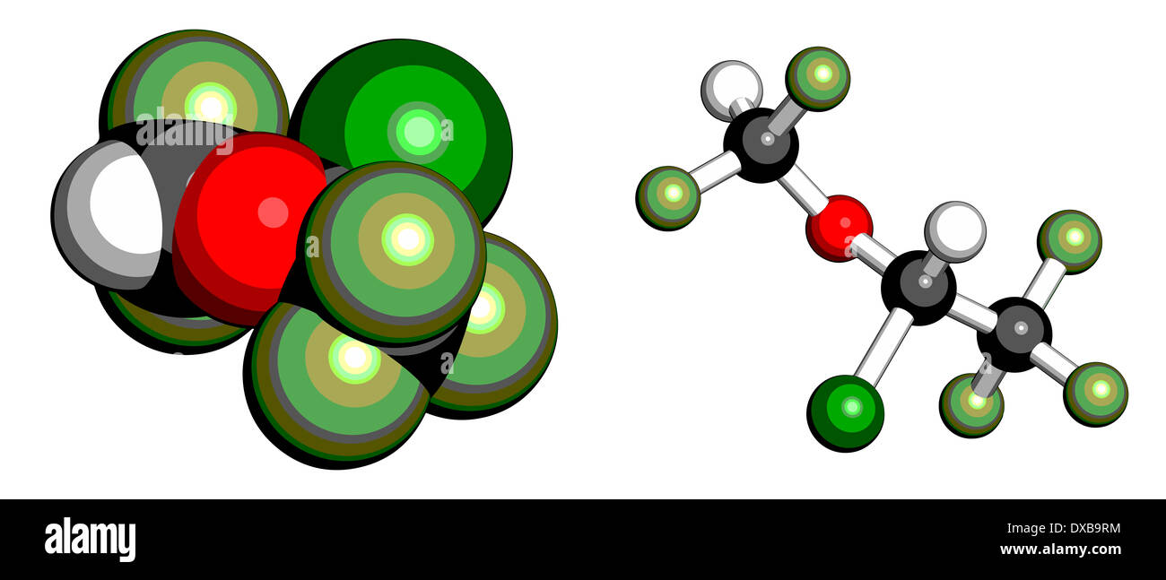 Isoflurane anesthetic drug molecule. Used for inhalational anesthesia