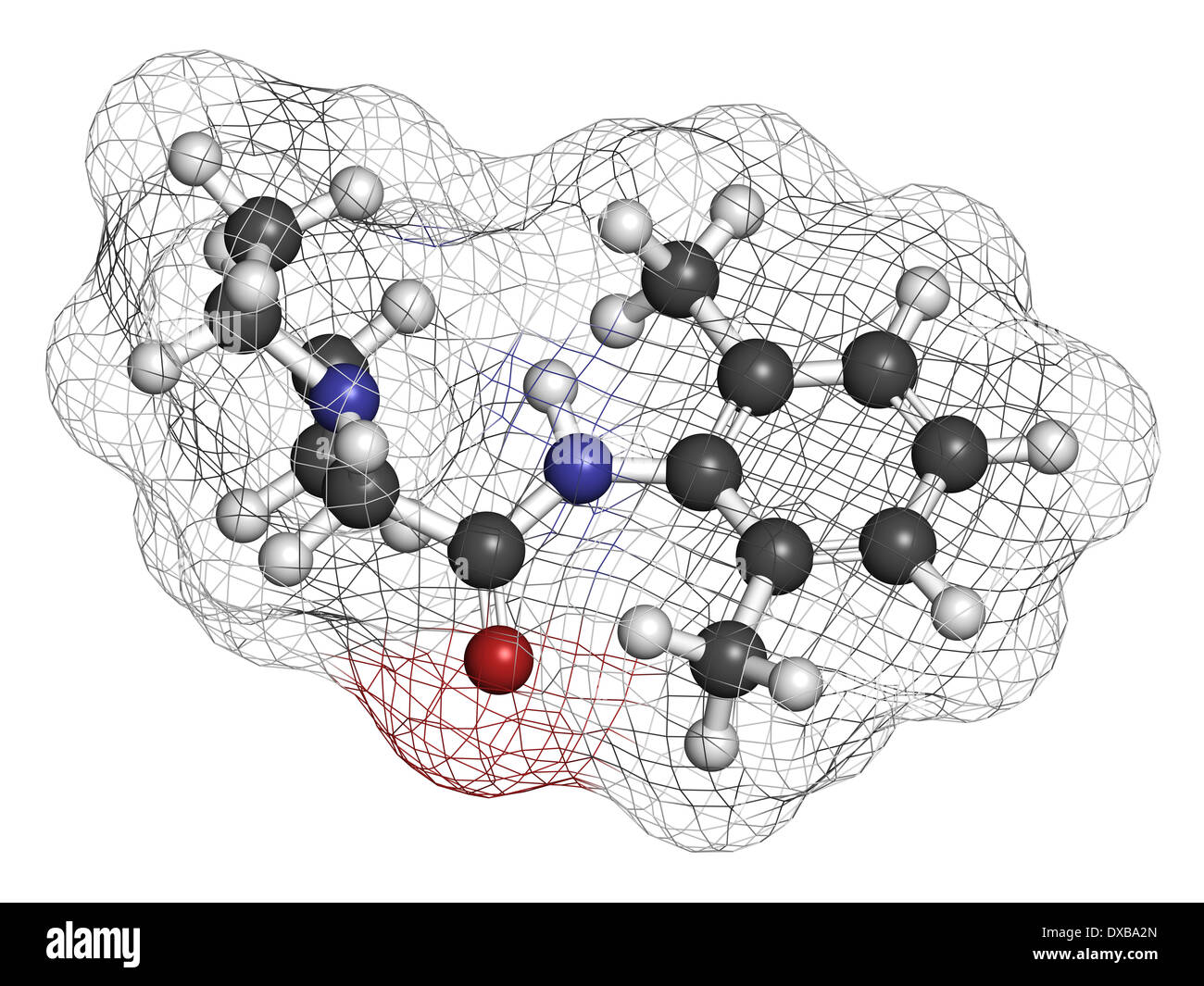 lidocaine local anesthetic drug molecule. Also known as xylocaine or