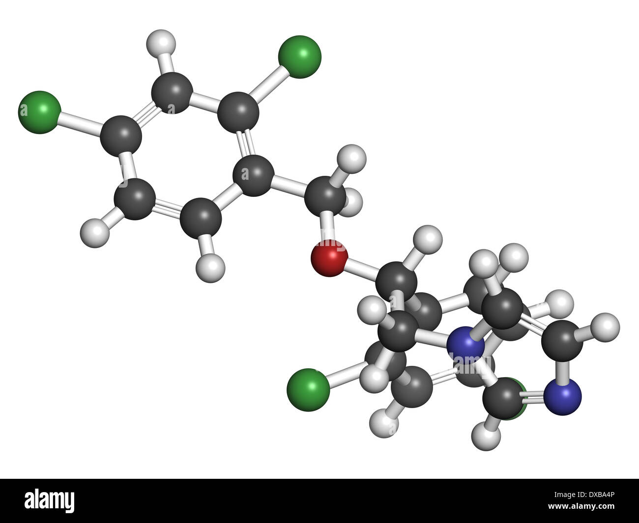 Miconazole antifungal drug molecule. Imidazole class antimycotic, used
