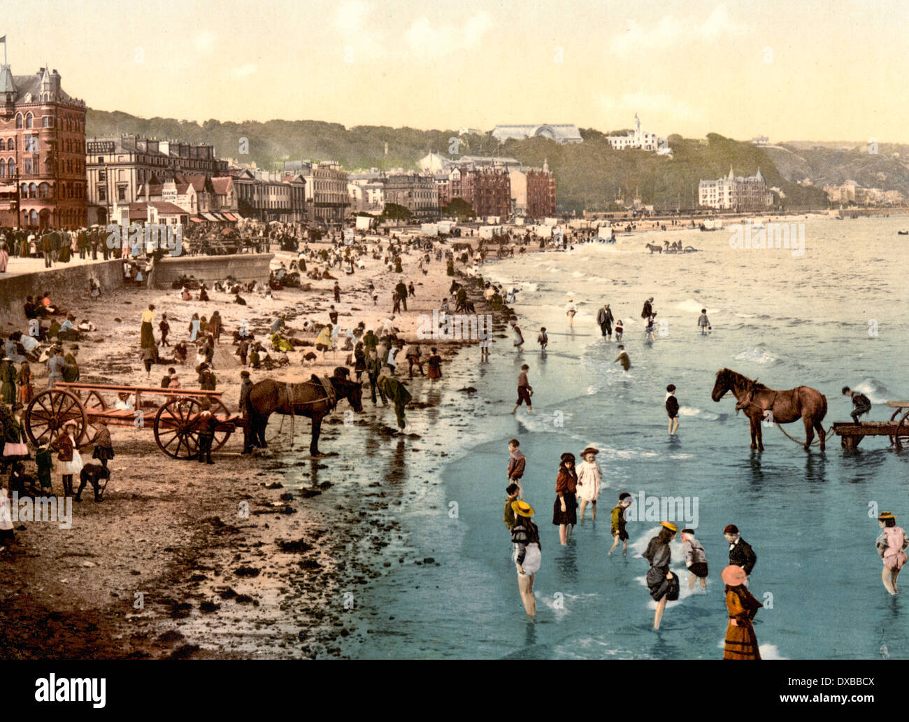 Douglas, the beach, Isle of Man, circa 1900 Stock Photo