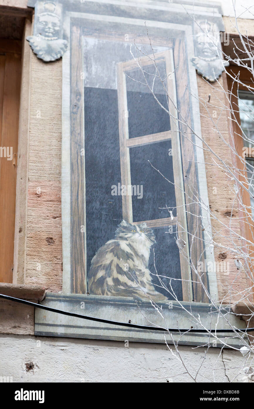 Trompe L Oeil Cat In Window Strasbourg France Stock Photo Alamy