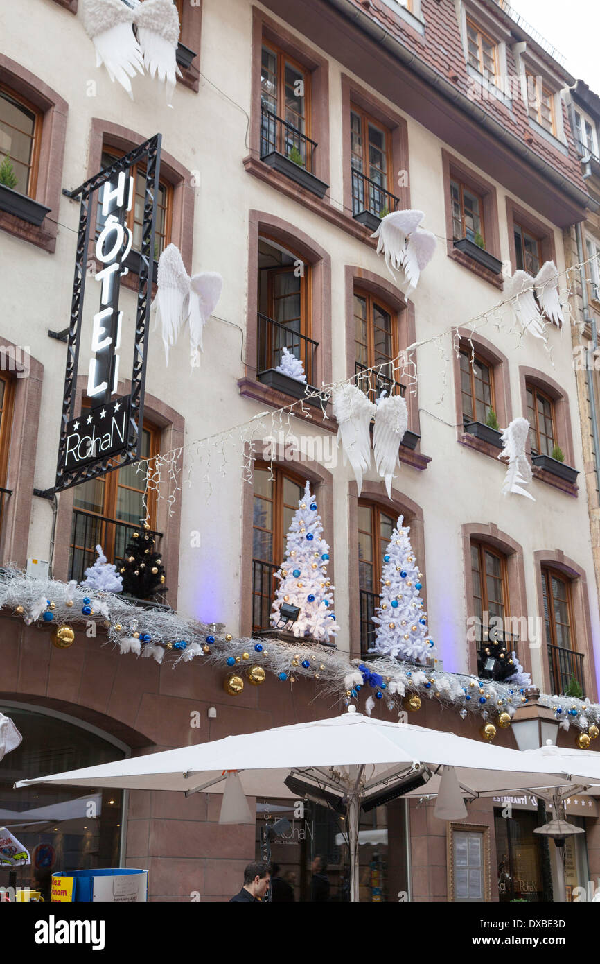 Christmas decorations on the exterior of Hotel Rohan, Strasbourg, France Stock Photo