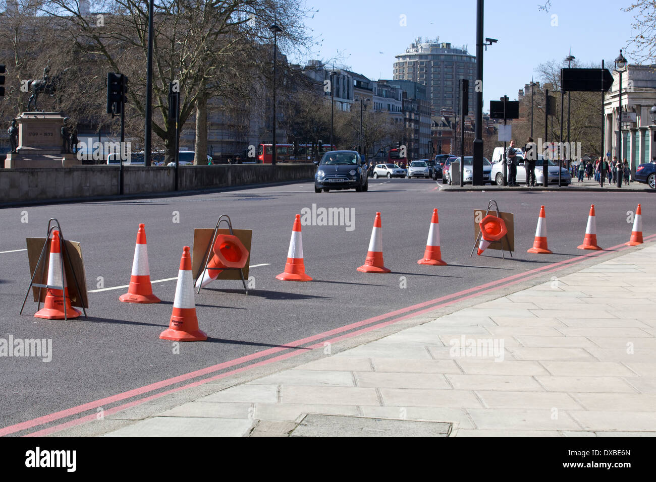 Traffic Cones on the streets of London England Stock Photo
