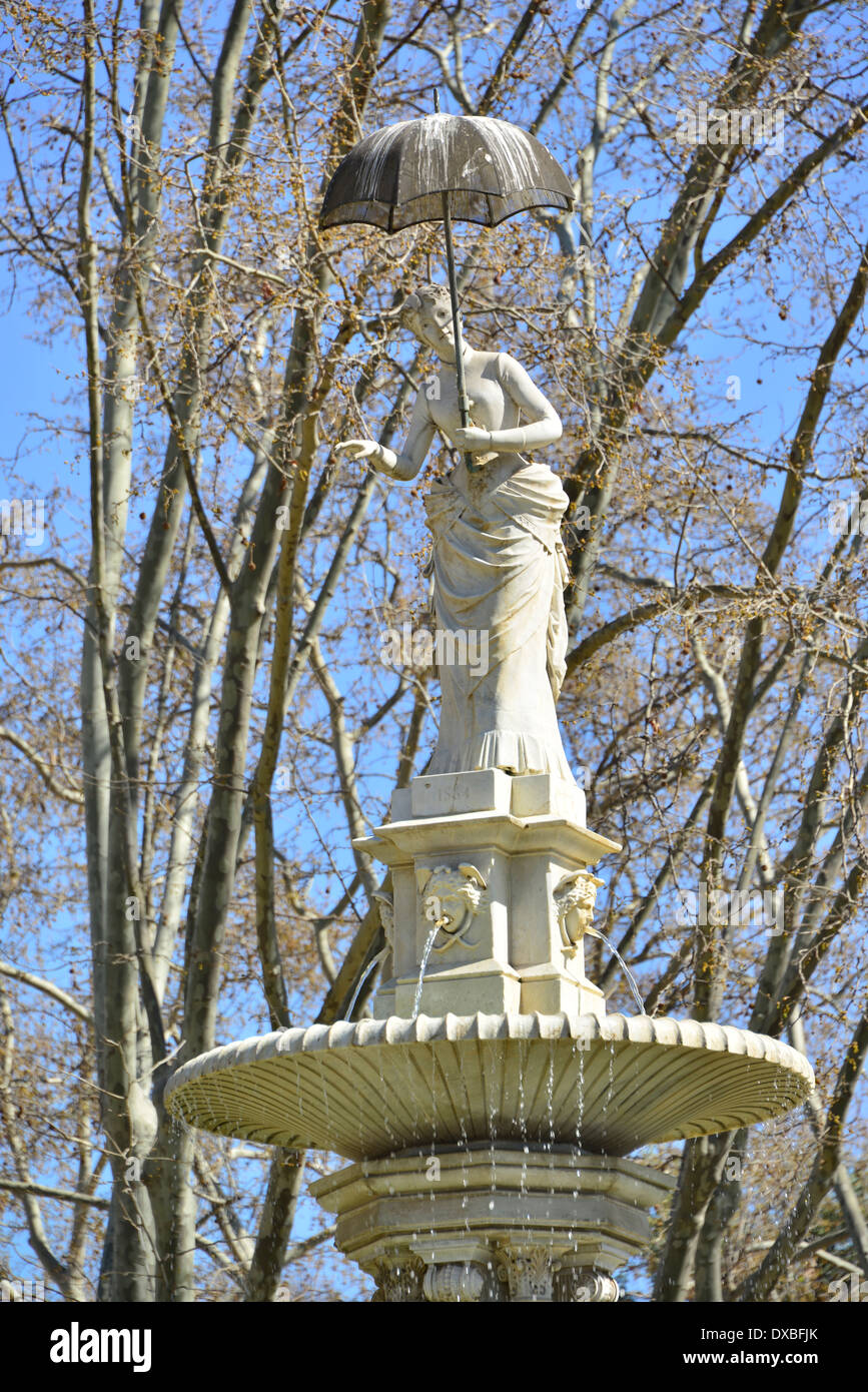Europe, Spain, Barcelona, the umbrella woman statue Stock Photo Alamy