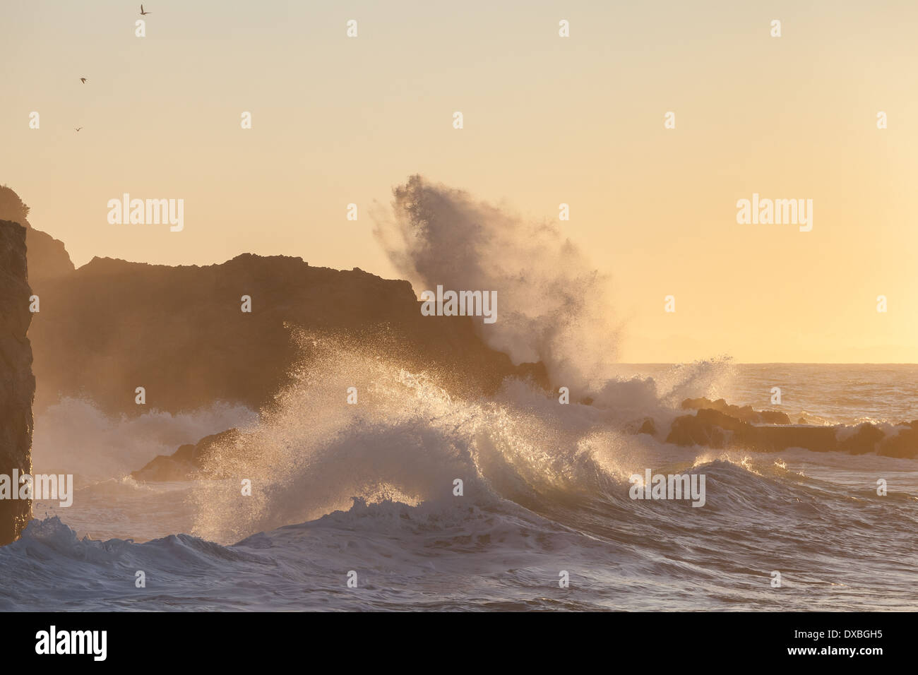 Ocean waves and cliffs at sunrise hi-res stock photography and images ...