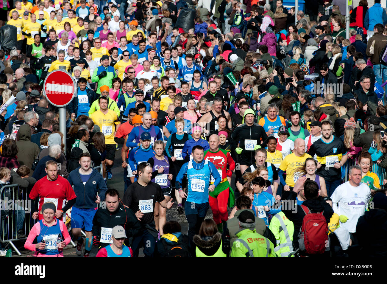 Coventry, West Midlands, England, UK. 23rd March 2014. Runners at the start of the Decathlon Coventry Half Marathon in Coventry city centre. Credit:  Colin Underhill/Alamy Live News Stock Photo