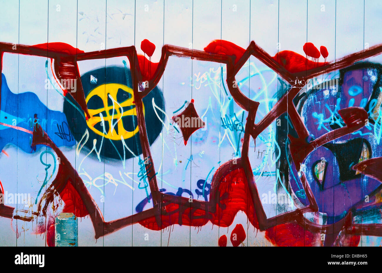 graffiti, spraypaint, grafitti, white, black, artistic, wallpaper, street, brick, colourful, teenage, expression, red, tag Stock Photo