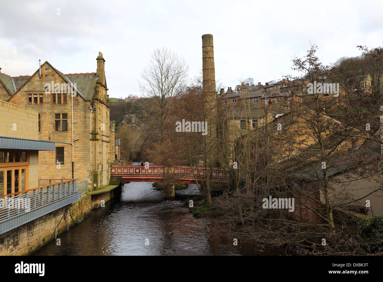 Hebden Beck and River Calder at Hebden Bridge in West Yorkshire UK Stock Photo Alamy