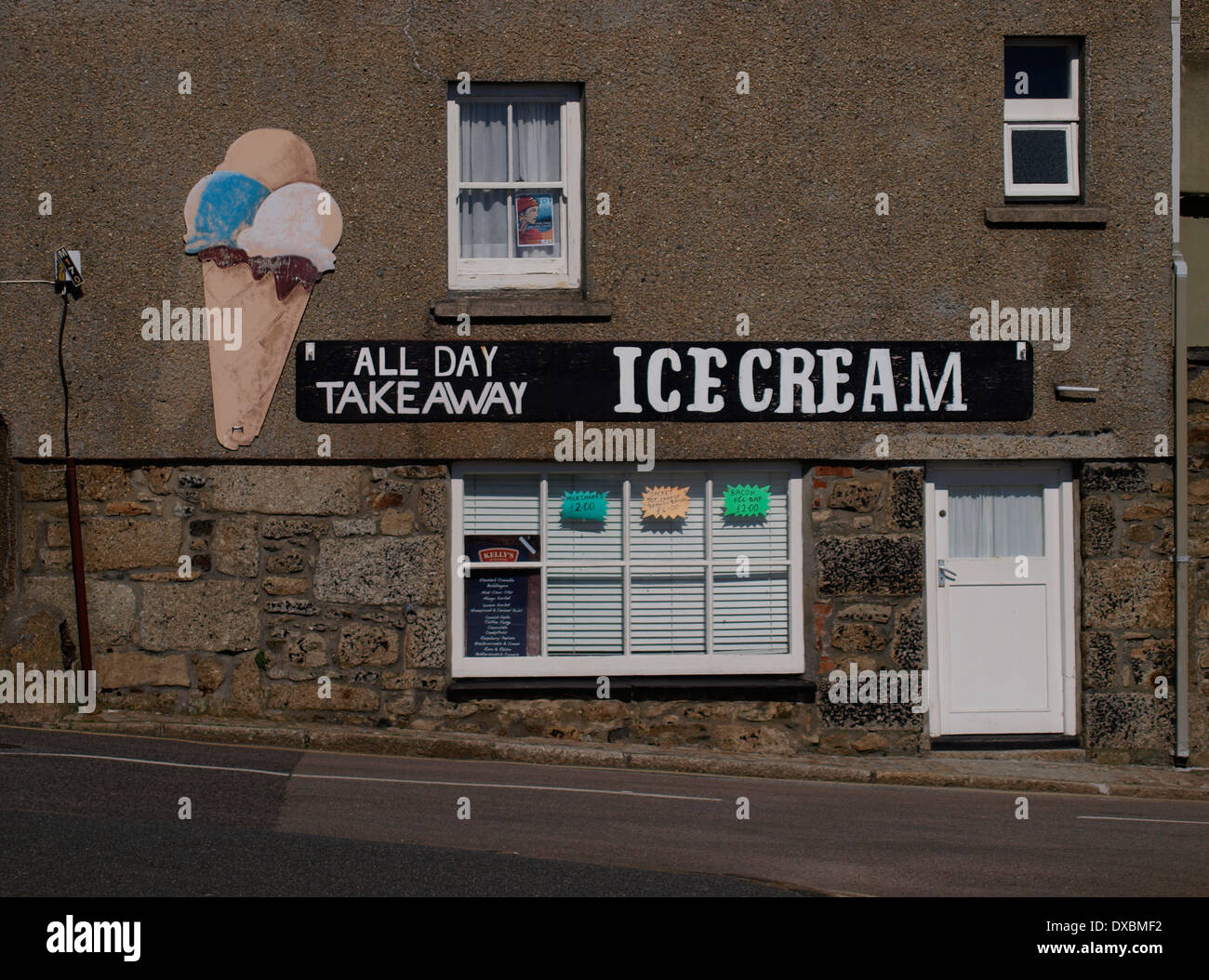 Ice cream parlour and take away, Penzance, Cornwall, UK Stock Photo