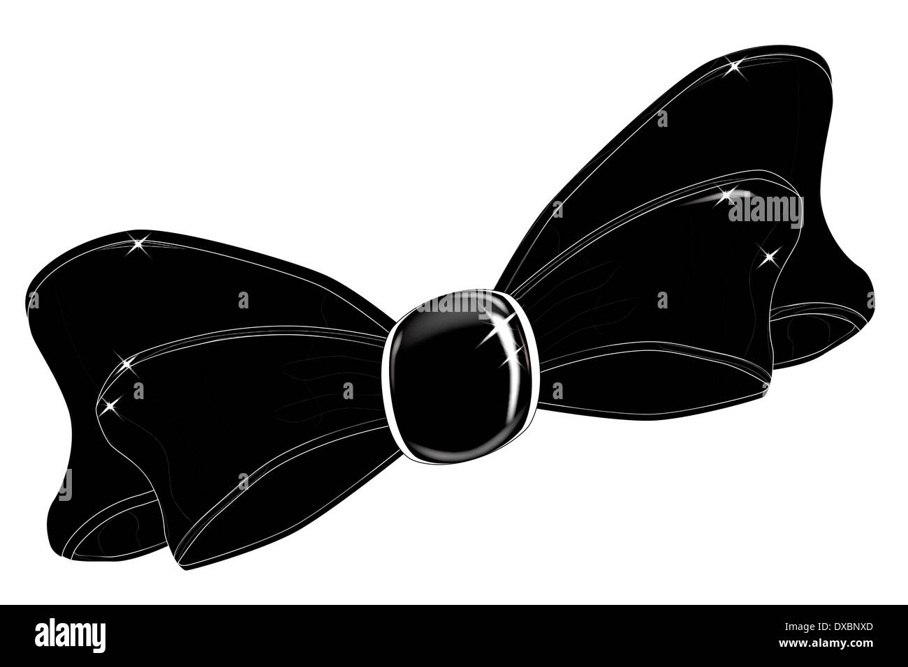 A black satin ribbon bow isolated on a white background Stock Photo - Alamy