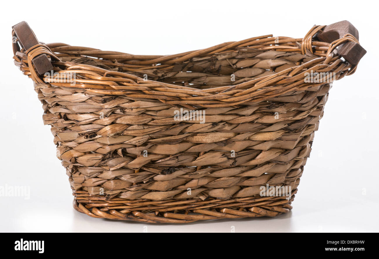 wicker basket isolated on white background Stock Photo - Alamy