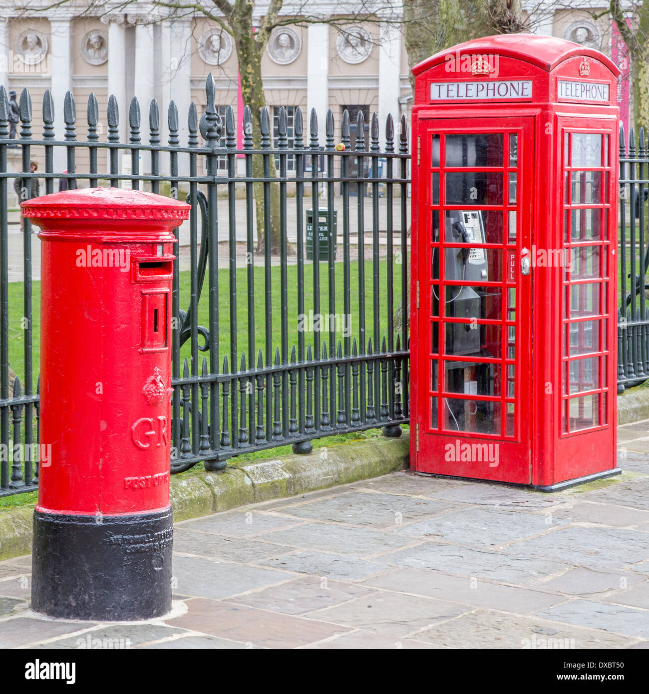 Traditional British red letterbox and phone box, Greenwich, London Stock  Photo - Alamy