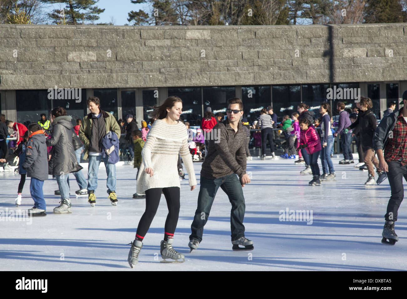 People ice skating at Lakeside Rink in Prospect Park, Brooklyn, New