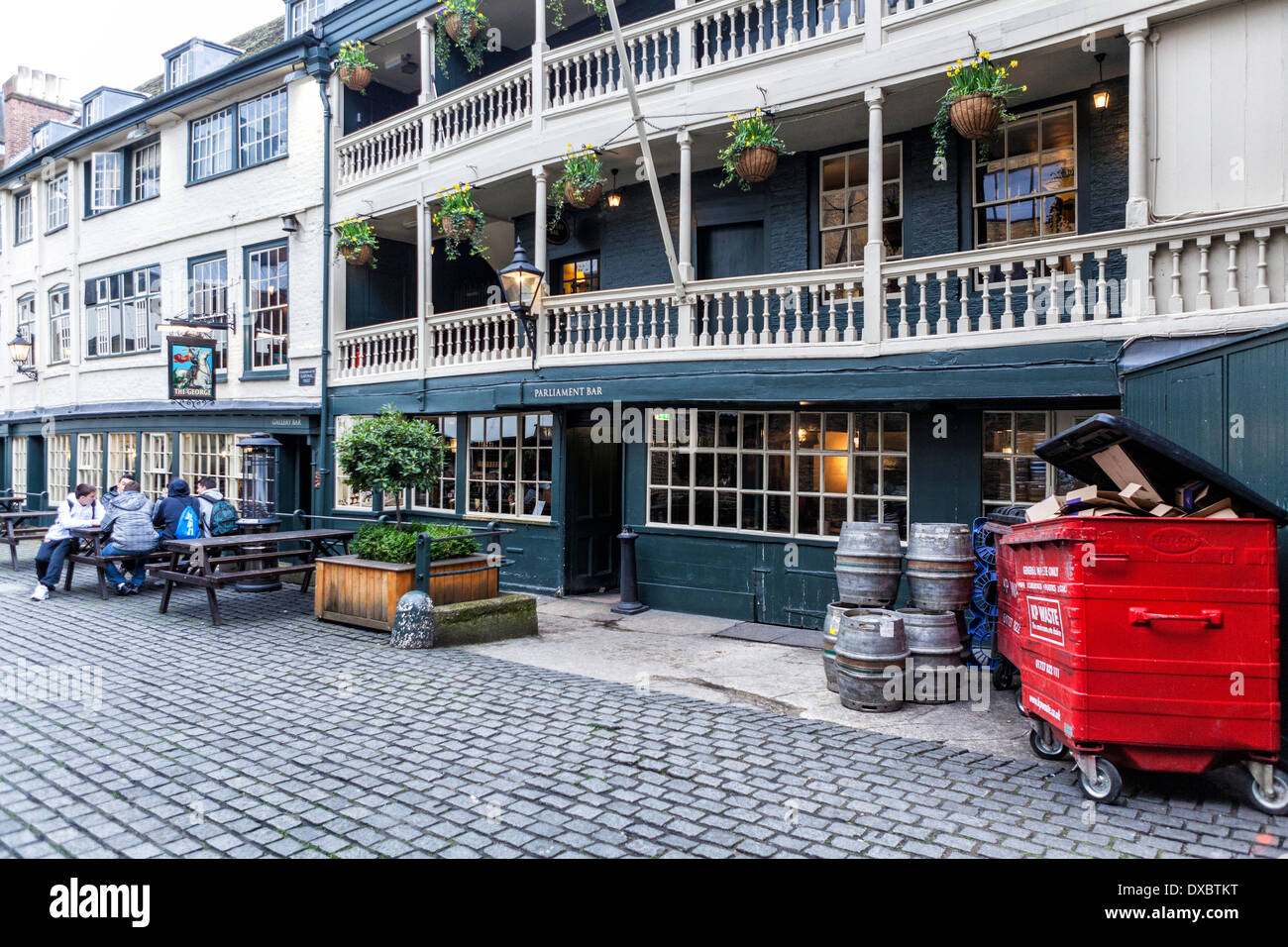 The George Inn Traditional English pub, the only surviving galleried coaching inn in London - Borough High Street, SE1 UK Stock Photo