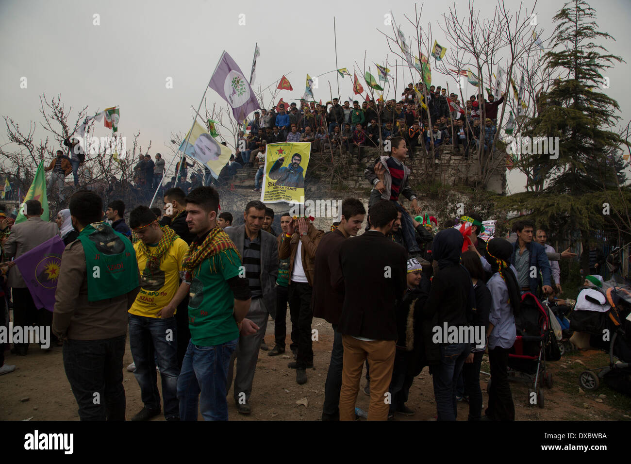 Kazlicesme, Istanbul. 23rd Mar, 2014. Newrouz celebrations organized by BDP, a Turkish political party which promotes Kurdish Nationalism and freedom for Abdullah Ocalan, the imprisoned leader of PKK. 23 March 2014, Istanbul. Photo by Bikem Ekberzade/Alamy Live News Stock Photo