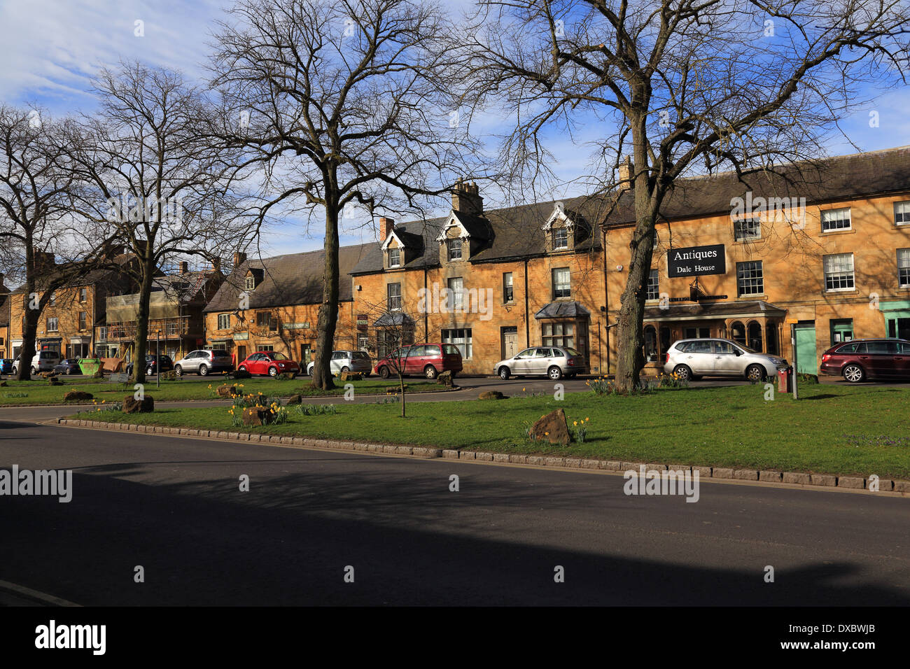 Houses and business's on the High Street in Moreton in Marsh Cotswolds