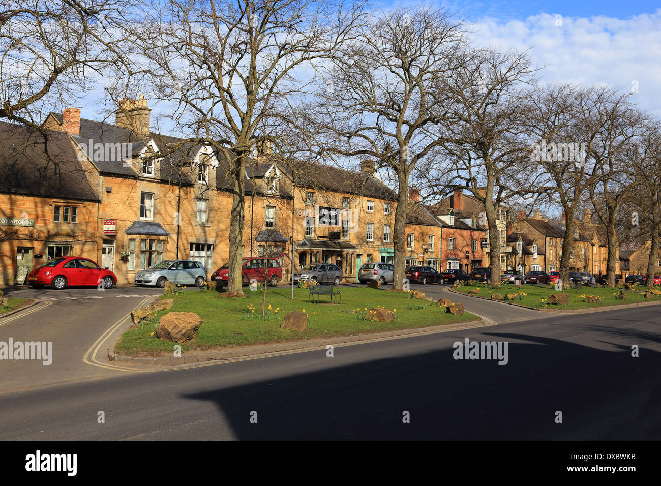 Houses and business's on the High Street in Moreton in Marsh Cotswolds