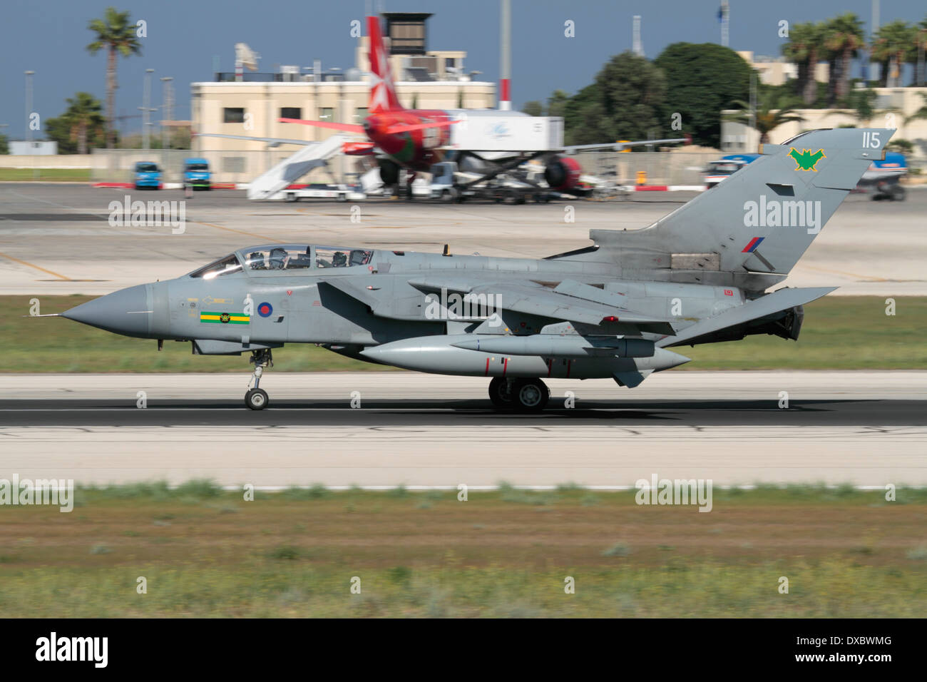 Royal Air Force Panavia Tornado GR4 tactical bomber on arrival in Malta Stock Photo