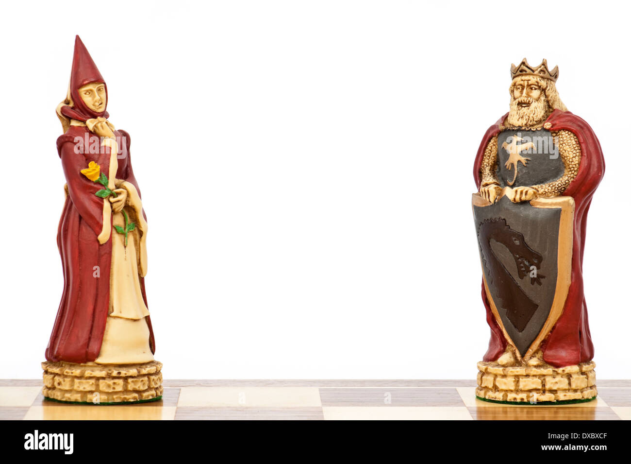Luxury 'King Arthur and Queen Guinevere' themed chess set by Connoisseur Games Stock Photo